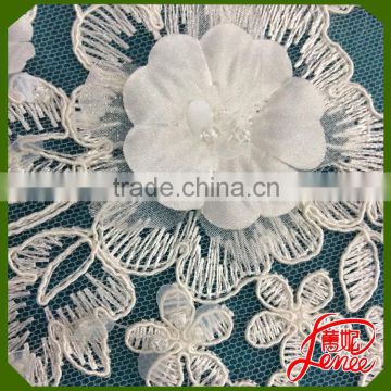 Hot Sale Popular Design Chemical Embroidery Fabric with Applique Decoration
