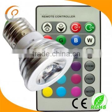 16 colors changing e27 rgb 3w led spotlight bulb with remote                        
                                                                                Supplier's Choice