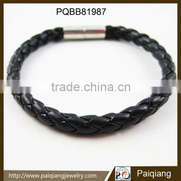 2015 Hot Selling Custom Braided Genuine Leather bracelet with magnet clasp