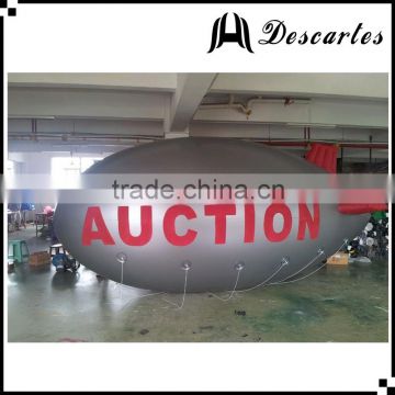 Big silver inflatable zeppelin blimp balloon, inflatable advertising airship for sale