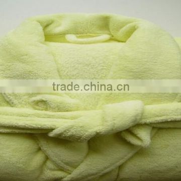 Yellow Coral Fleece Bathrobe For Home Use Fleece Cheap White Bathrobe Warm Sleepwear