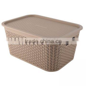 pp oem livingroom storage wicker baskets with plastic liner,plastic wicker baskets with lid