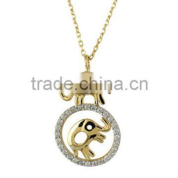 14K Solid Gold Elephant Charm Necklace