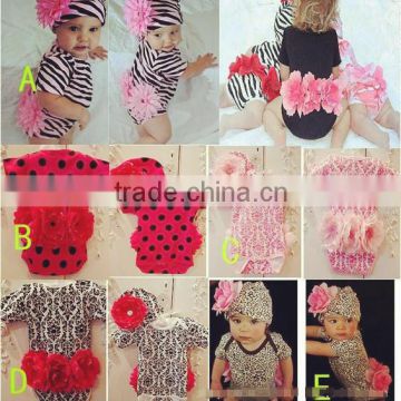 Lovely 2 Pieces Wholesale Flower Cotton Baby Girl Romper with Cap