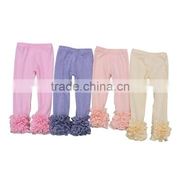 wholesale price 2016 children icing leggings cotton knit ruffle girls pants boutique cheap clothes for children