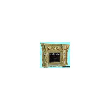 yellow marble fireplace with woman sculpture (YL-B027)