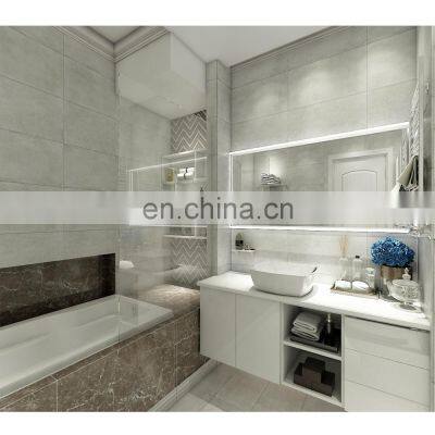 matt grey cement color non slip bathroom tile