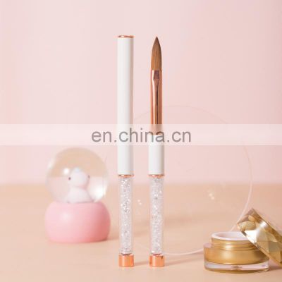 Professional custom Logo rose gold drill pipe pure mink hair crystal pen Kolinsky nail brush nail art pen
