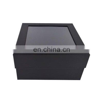 Black large square shape gift boxes packaging with pvc window