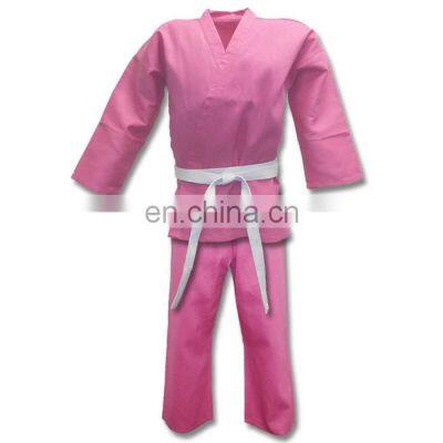 New design 100% cotton custom logo wholesale cotton taekwondo suit karate uniform Plain Stylish Pink Karate Uniforms