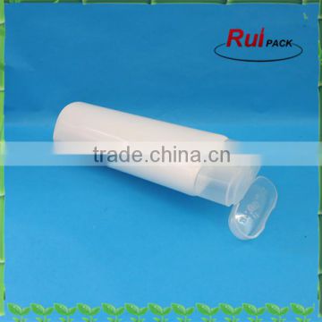 White oblate shape PE Sunscreen lotion tube packaging,Empty white PE tube with clear flip top cap