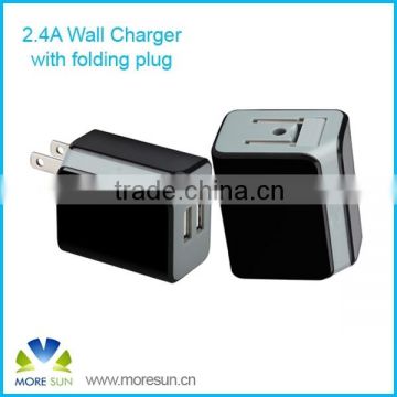 2.4A usb wall charger portable dual ports travel charger