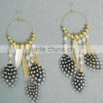 Fashion Guinea fowl feather earrings