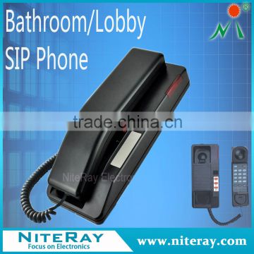 VoIP landline telephone for hotel bathroom