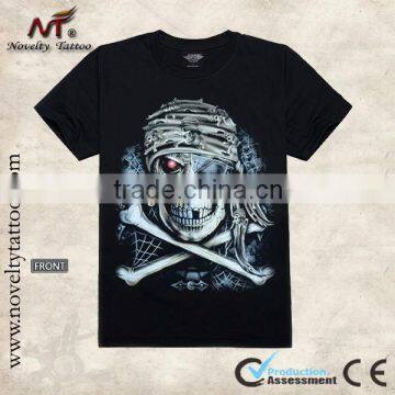 Y-100203 Tattoo Skull - Luminous Tattoo T-shirt Glows in The Dark