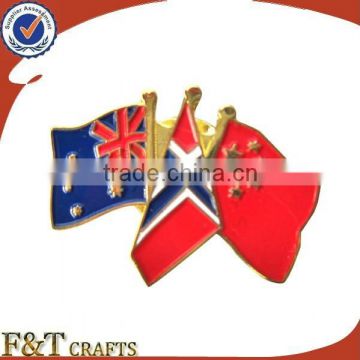 Etched and soft enamel multi-national flag badge /flag pin badge