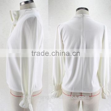 Early Autumn September new arrival fashion pleated design ladies blouse