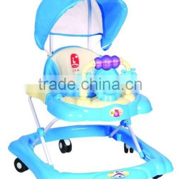plastic light rocking/rolling folding cheap baby walker stroller/car with big canopy sunshade