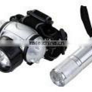 Hot Sale 7 LED head lamp and 9 LED flashlight set