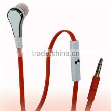 Flat cable fashion earpiece with mic for iPhone/Sony/Samsung mobile phones