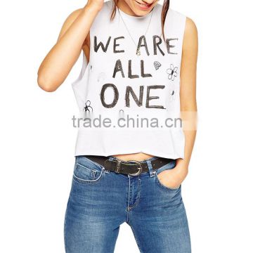 Printing top low arm hole crop top for women
