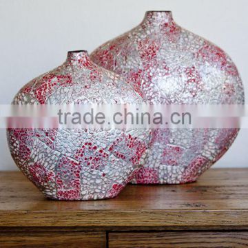 Best selling high quality pink silver eggshell inlay vase