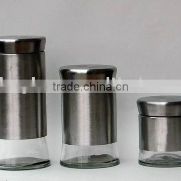 glass storage jar with algam/glass food container/glass canister/glassware