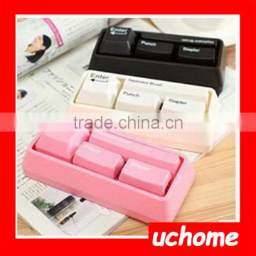 UCHOME Mini Novel PC Keyboard Design 4-in-1 Stationery Set Stapler & Punch