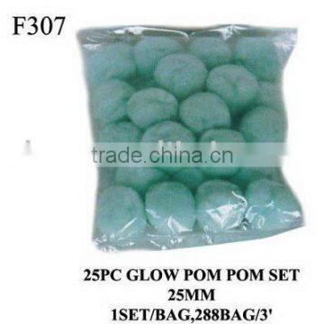 F306 25PC GLOW Pom Poms SET