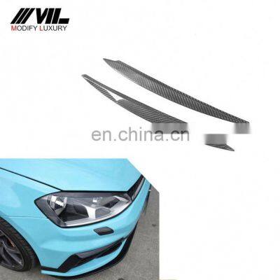 Golf7 VII Dry Carbon Fiber Front Eyelids Eyebrows for VW MK7 GTI 7R R LINE 14-18