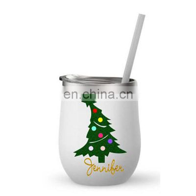 wholesale 12oz double wall insulated vacuum metal stainless steel wine tumbler with straw