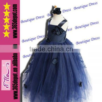 Dark Blue Romantic Applique Petal Child Evening Dresses Boutique Dress