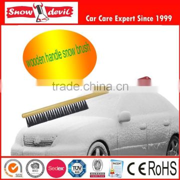 multi function car wood handle cleaning brush with ice scrapaer