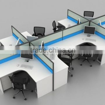 Modern Office Partner Workstation Desk MDF Wood 8 Person Cubicle Partitions (SZ-WS904)