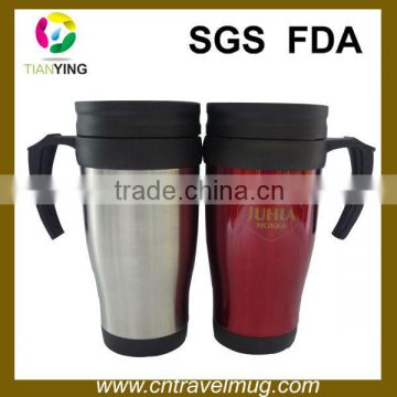 450ML Promotion plastic thermos travel mugs with handle and lid