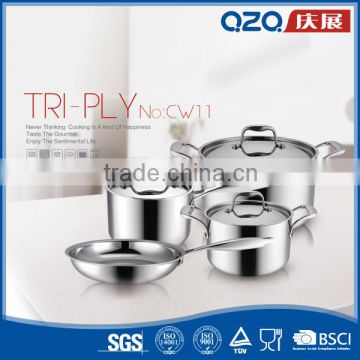 Best quality kitchenware Multi-Ply Clad Stainless-Steel Cookware Set