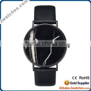 top marble stone dial watch wrist watch stainless steel watch quartz watch waterproof genuine leather band OEM ODM marbll watch