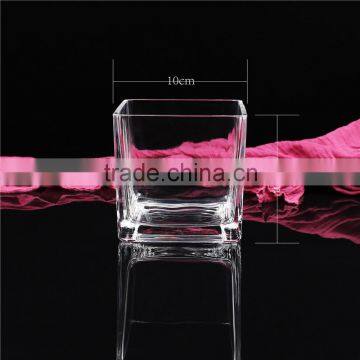 Stock 10*10 clear square glass candle jar