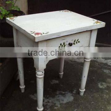 Night Table 1 Drawer Painting White Distressed