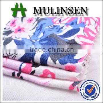 Shaoxing soft 100D dty poly spandex both side brushed print fabrics baby for dresses