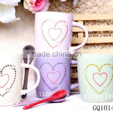 Hot sale stoneware coffee mug ceramic lattee mug with spoon for bulk