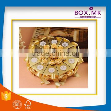 New Design Hot Sale Good Quality Wholesale Ribbon Round Wedding Favor Box Gold