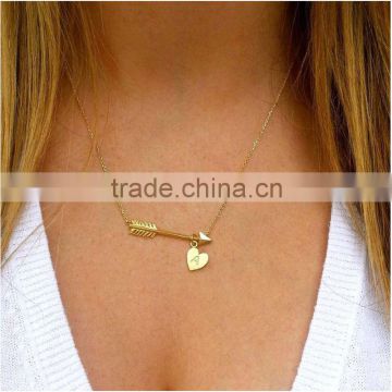 Gold Arrow Initials Necklace