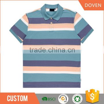 Custom yarn dyed strip polo t shirts