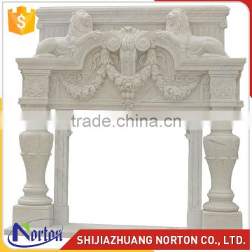 China indoor natural white marble fireplace surround with lion NTMF-F859S
