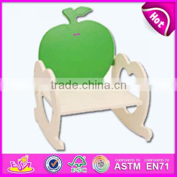 Lovely wood rocking chair toy for kids,Wooden kid rocking chair with green apple design,hot sale wooden rocking chair WJ278356