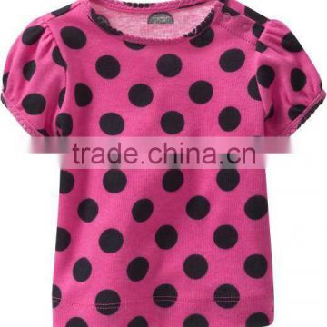 BABIES DOT PRINTED T SHIRT WITH PLACKET OPEN AT SHOULDERS