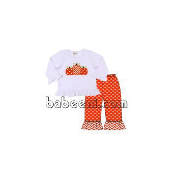 Lovely pumpkins applique pant sets for girl - BB716