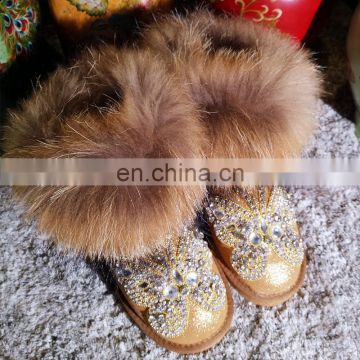 Aidocrystal 2016 Crystal Diamond Butterfly Charming Rhinestone Winter Snow Shoes