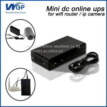 Shenzhen mini size power supply 12v small ups manufacturer 12 volt li battery ups for router wifi modem DSL